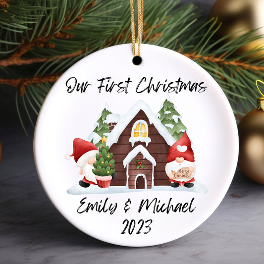 Our First Christmas Names Ornament | Newly Married Christmas Tree Ornament | Personalized Ornament Gift | Engagement Ornament