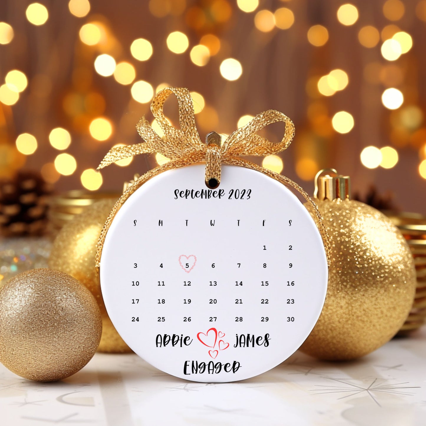 Calendar Ornament | Engagement Gift | Engagement Date Ornament  | Couple Gift | Pretty Wedding Gift | Wedding Gift