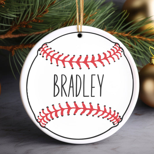 Baseball Name Personalized Ornament | Name Christmas Tree Ornament | Holiday Gift | Kids Stocking Stuffer | Sports Parent Ornament