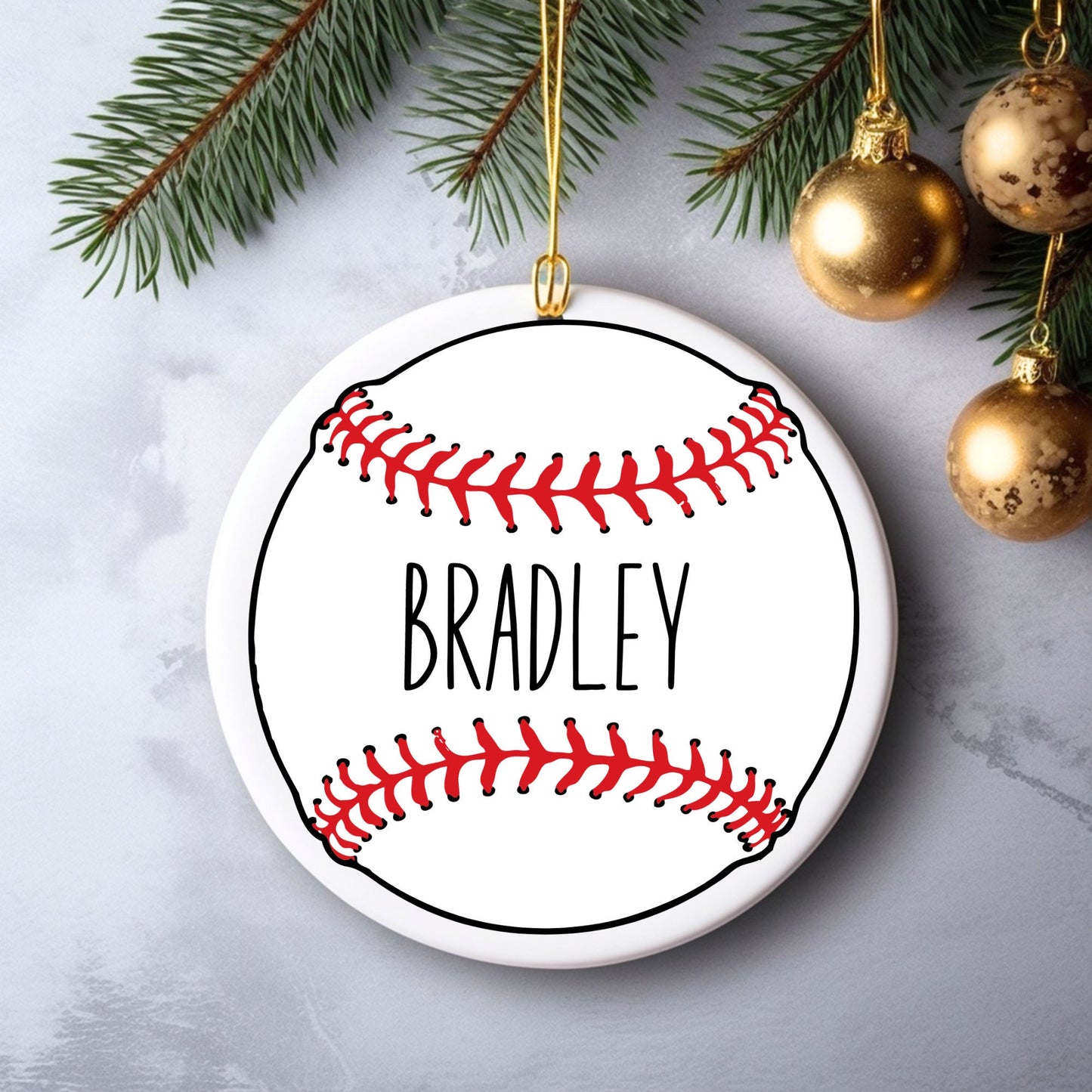 Baseball Name Personalized Ornament | Name Christmas Tree Ornament | Holiday Gift | Kids Stocking Stuffer | Sports Parent Ornament