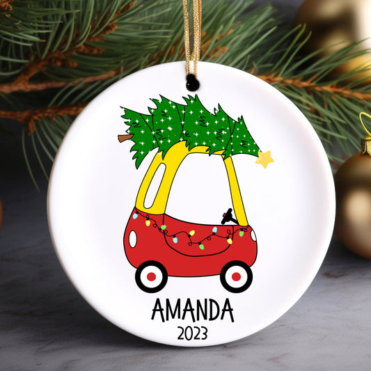 Cozy Coupe Tree Personalized Ornament | Name Christmas Tree Ornament | Holiday Gift | Kids Stocking Stuffer | New Parent Ornament