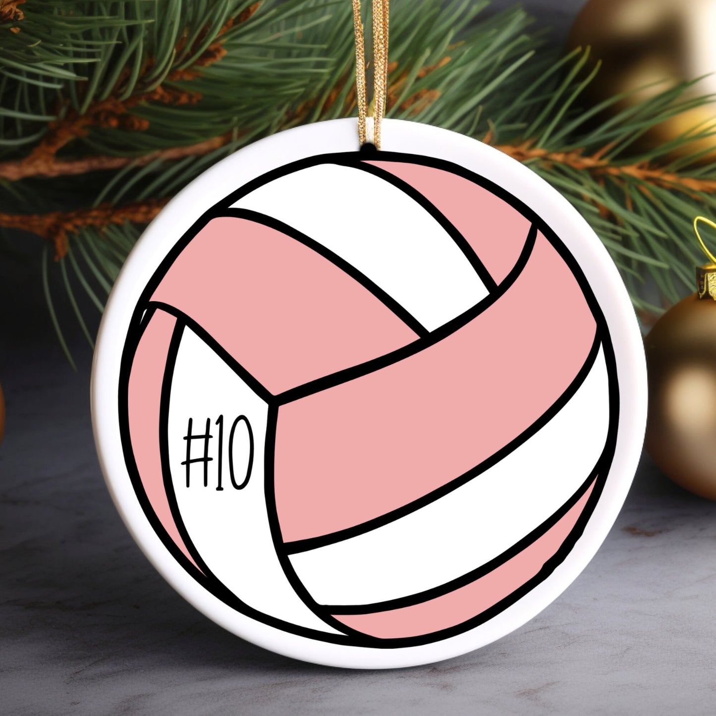 Pink Volleyball Personalized Ornament | Sports Christmas Tree Ornament | Holiday Gift | Kids Stocking Stuffer | Sports Parent Ornament