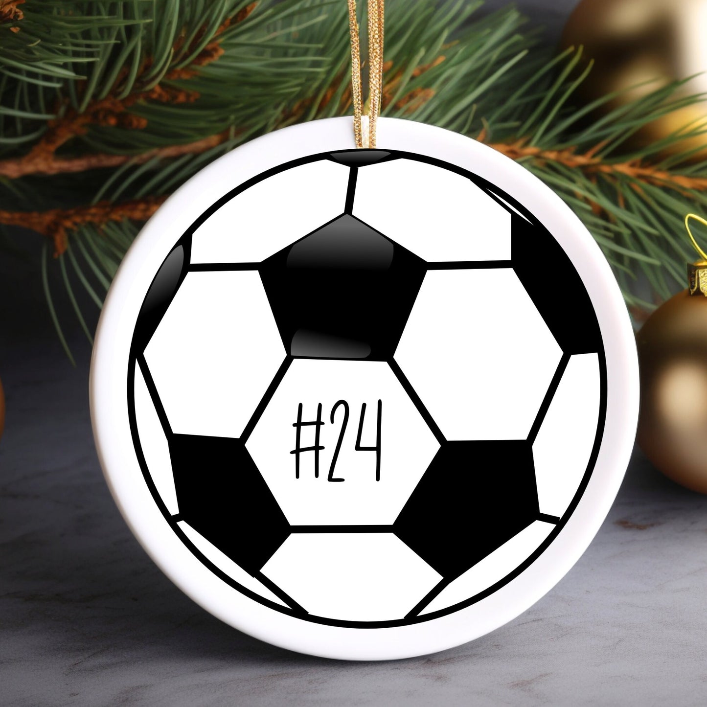 Soccer Ball Number Personalized Ornament | Sports Christmas Tree Ornament | Holiday Gift | Kids Stocking Stuffer | Sports Parent Ornament