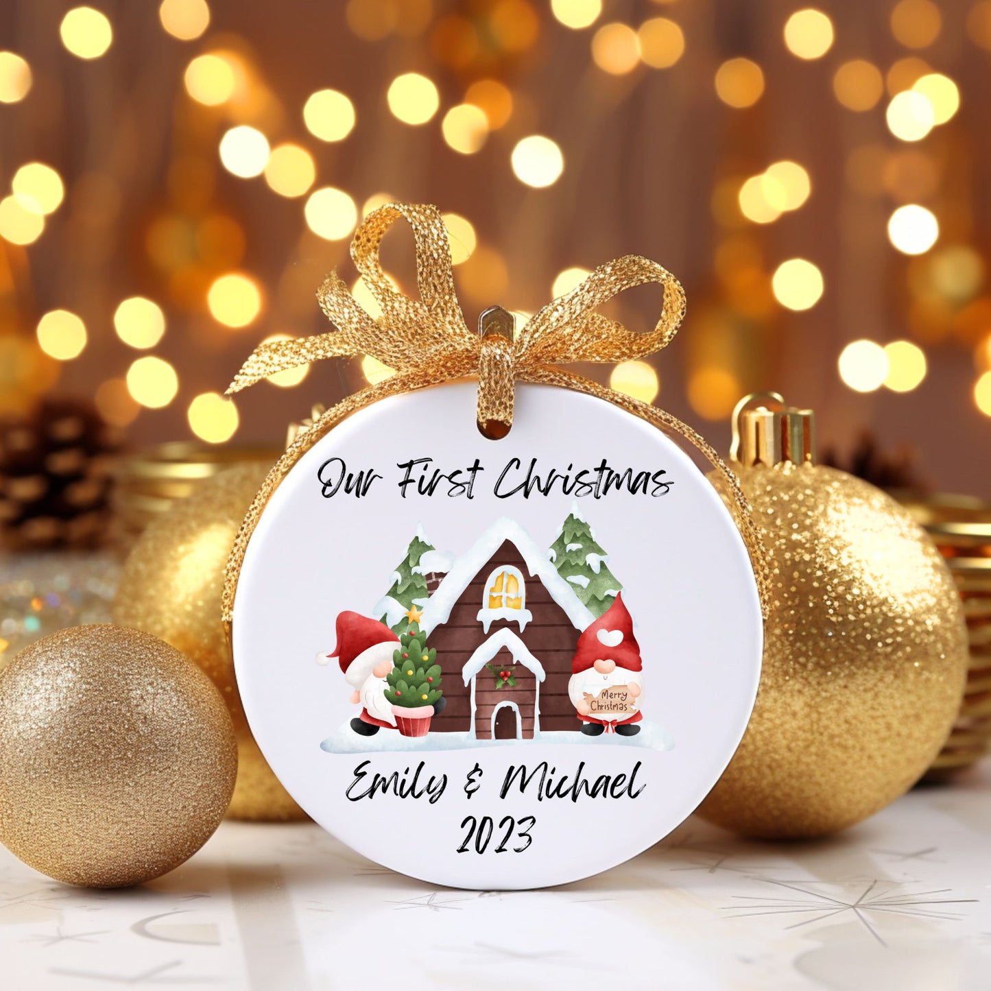 Our First Christmas Names Ornament | Newly Married Christmas Tree Ornament | Personalized Ornament Gift | Engagement Ornament