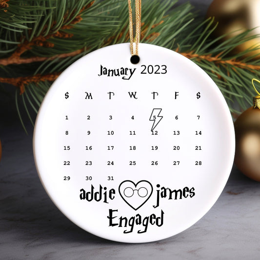 Calendar Ornament | Engagement Gift | Engagement Date Ornament  | Couple Gift | Lightning Bolt | Wedding Gift