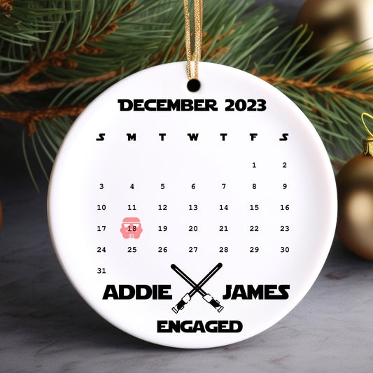 Calendar Ornament | Engagement Gift | Engagement Date Ornament  | Couple Gift | Light Saber | Wedding Gift