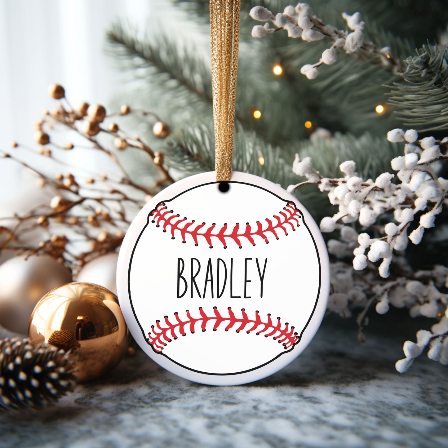 Baseball Name Personalized Ornament | Name Christmas Tree Ornament | Holiday Gift | Kids Stocking Stuffer | Sports Parent Ornament