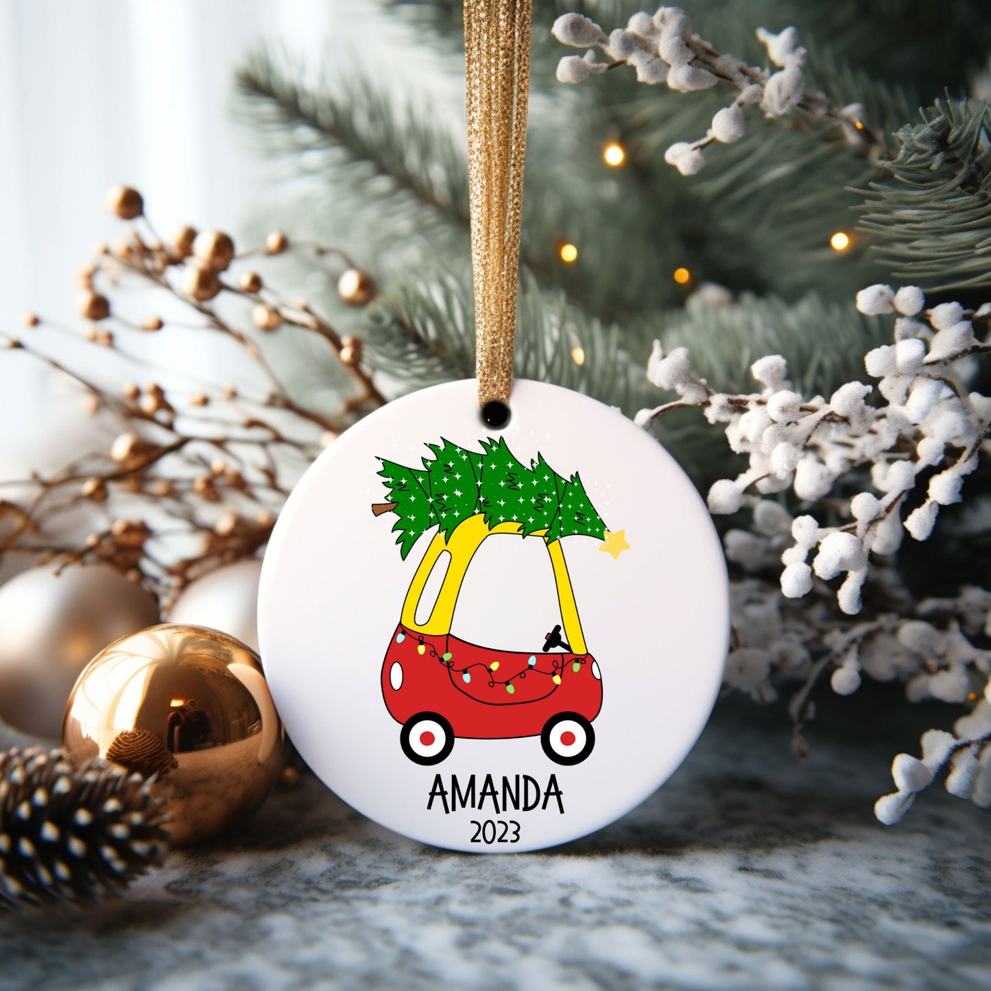 Cozy Coupe Tree Personalized Ornament | Name Christmas Tree Ornament | Holiday Gift | Kids Stocking Stuffer | New Parent Ornament