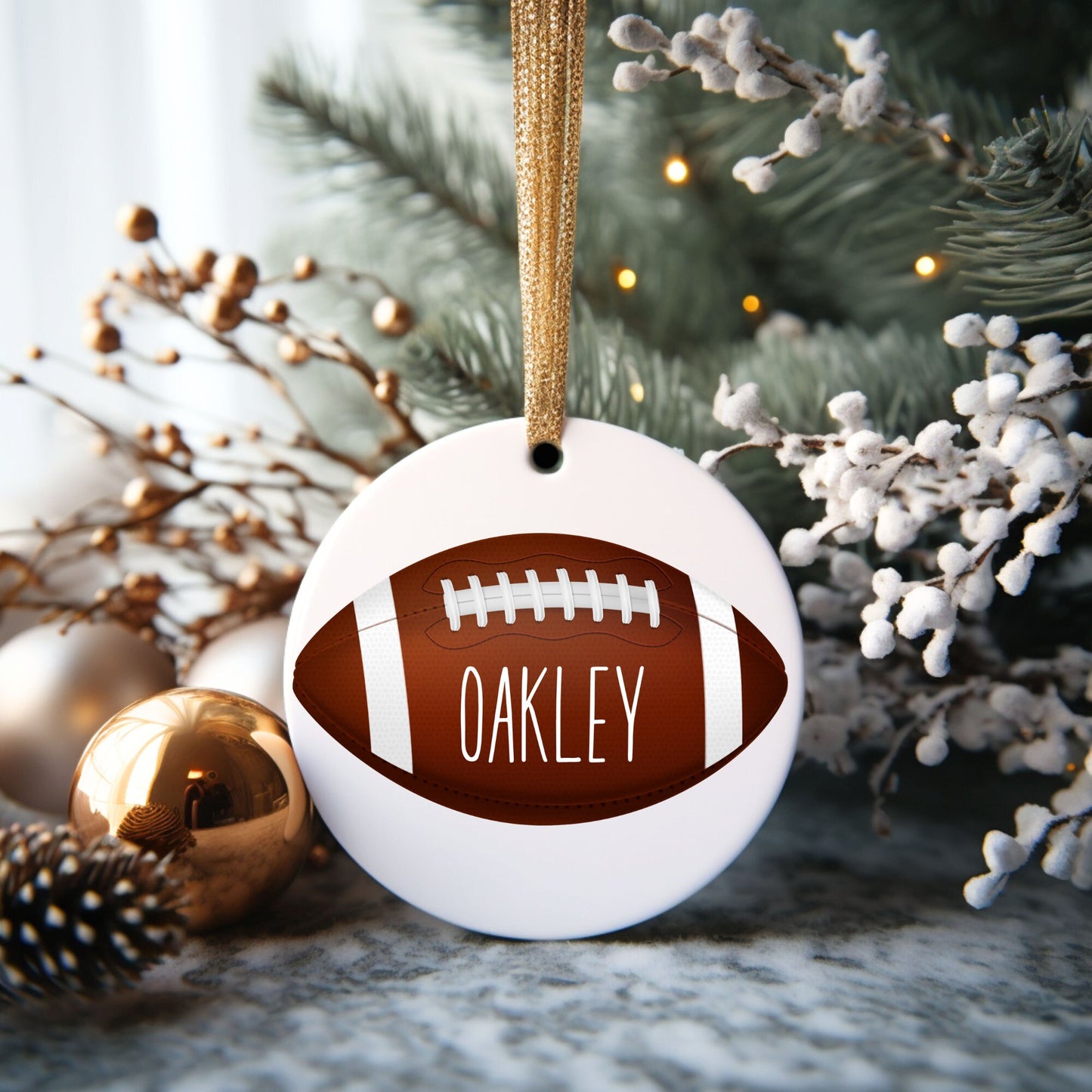 Football Personalized Ornament | Name Christmas Tree Ornament | Holiday Gift | Kids Stocking Stuffer | Spoprts Parent Ornament