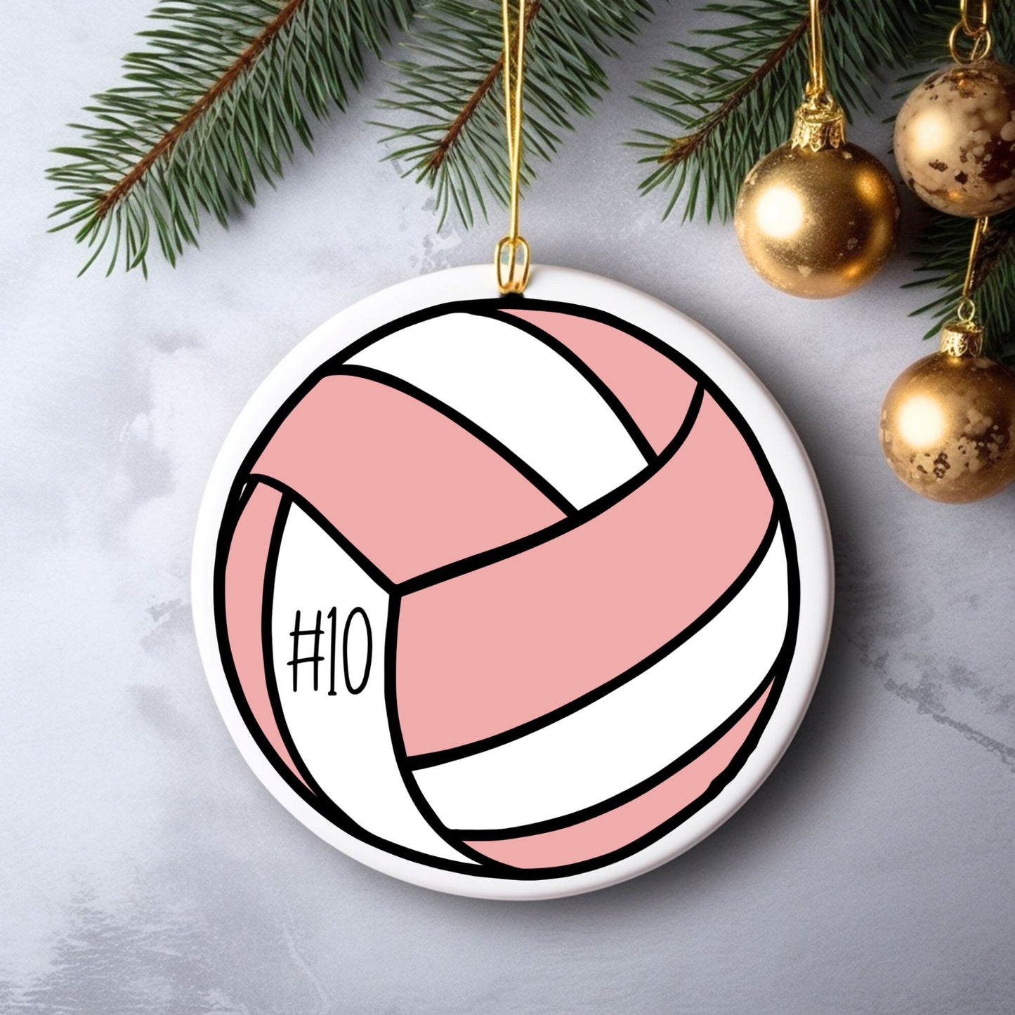 Pink Volleyball Personalized Ornament | Sports Christmas Tree Ornament | Holiday Gift | Kids Stocking Stuffer | Sports Parent Ornament