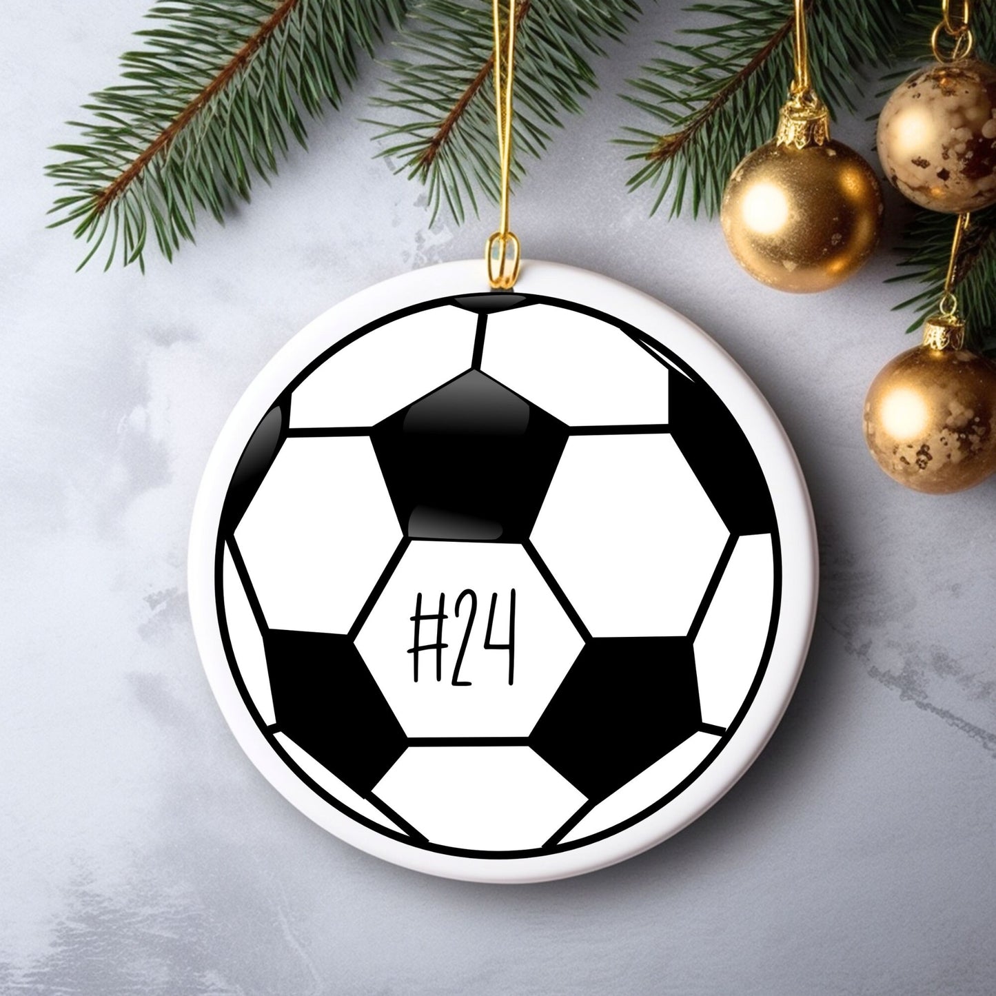 Soccer Ball Number Personalized Ornament | Sports Christmas Tree Ornament | Holiday Gift | Kids Stocking Stuffer | Sports Parent Ornament