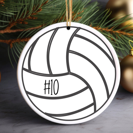 Volleyball Number Personalized Ornament | Sports Christmas Tree Ornament | Holiday Gift | Kids Stocking Stuffer | Sports Parent Ornament