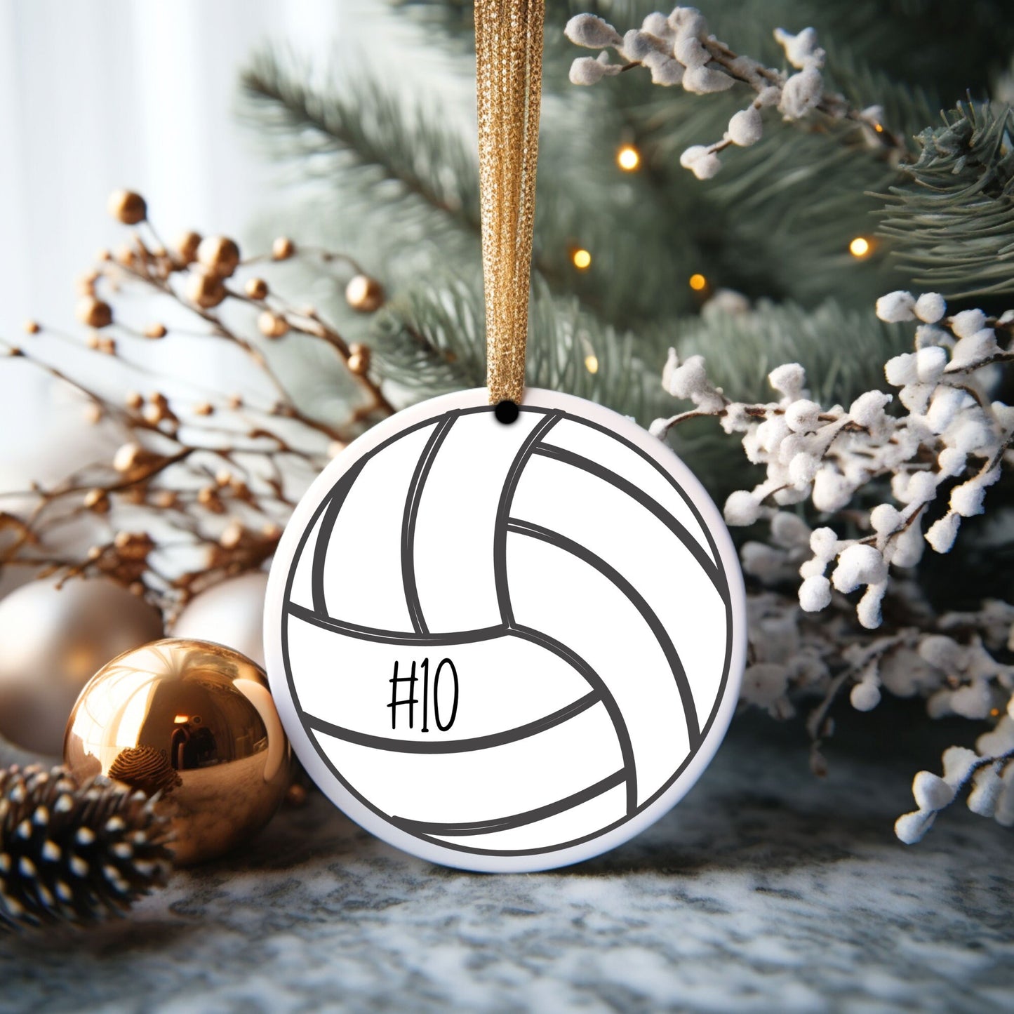 Volleyball Number Personalized Ornament | Sports Christmas Tree Ornament | Holiday Gift | Kids Stocking Stuffer | Sports Parent Ornament